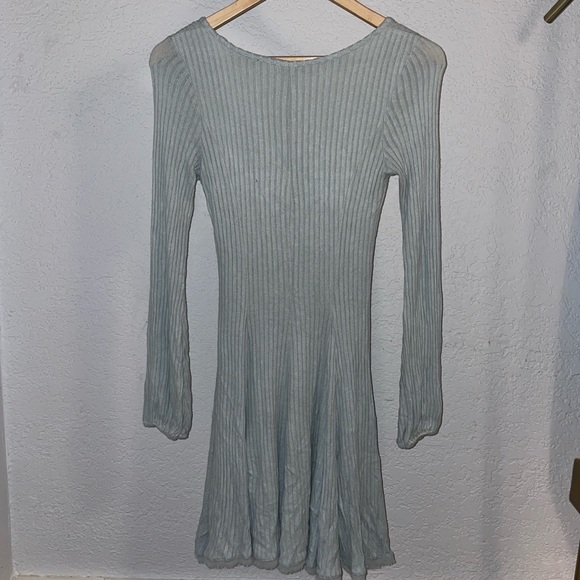 👗 Mint Mini Ecote Pleated Fit and Flare Scoop Neck Dress - Picture 5 of 5